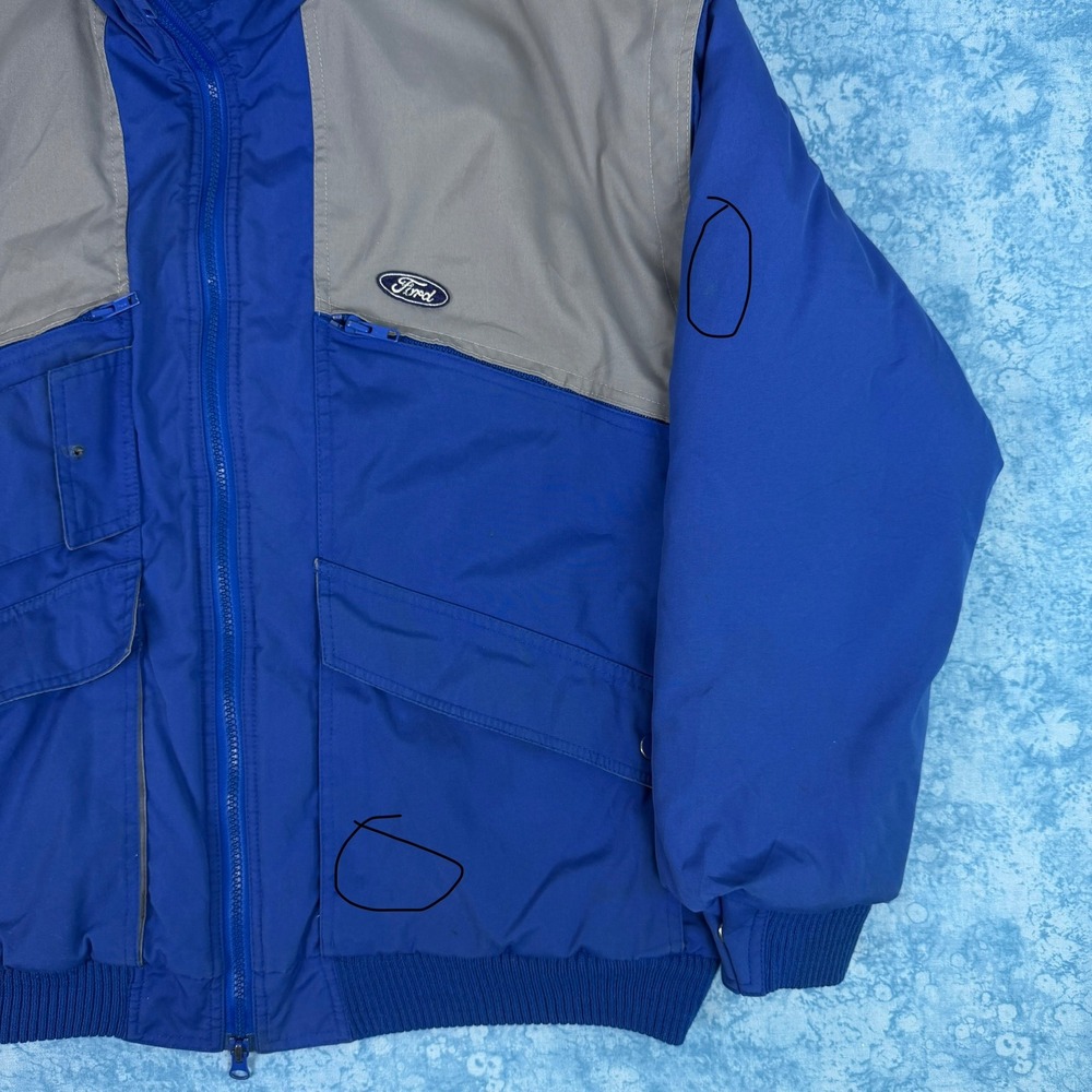 Vintage Ford Motorsports Bomber Jacket Mens Large Puffer Racing Coat - Picture 3 of 15